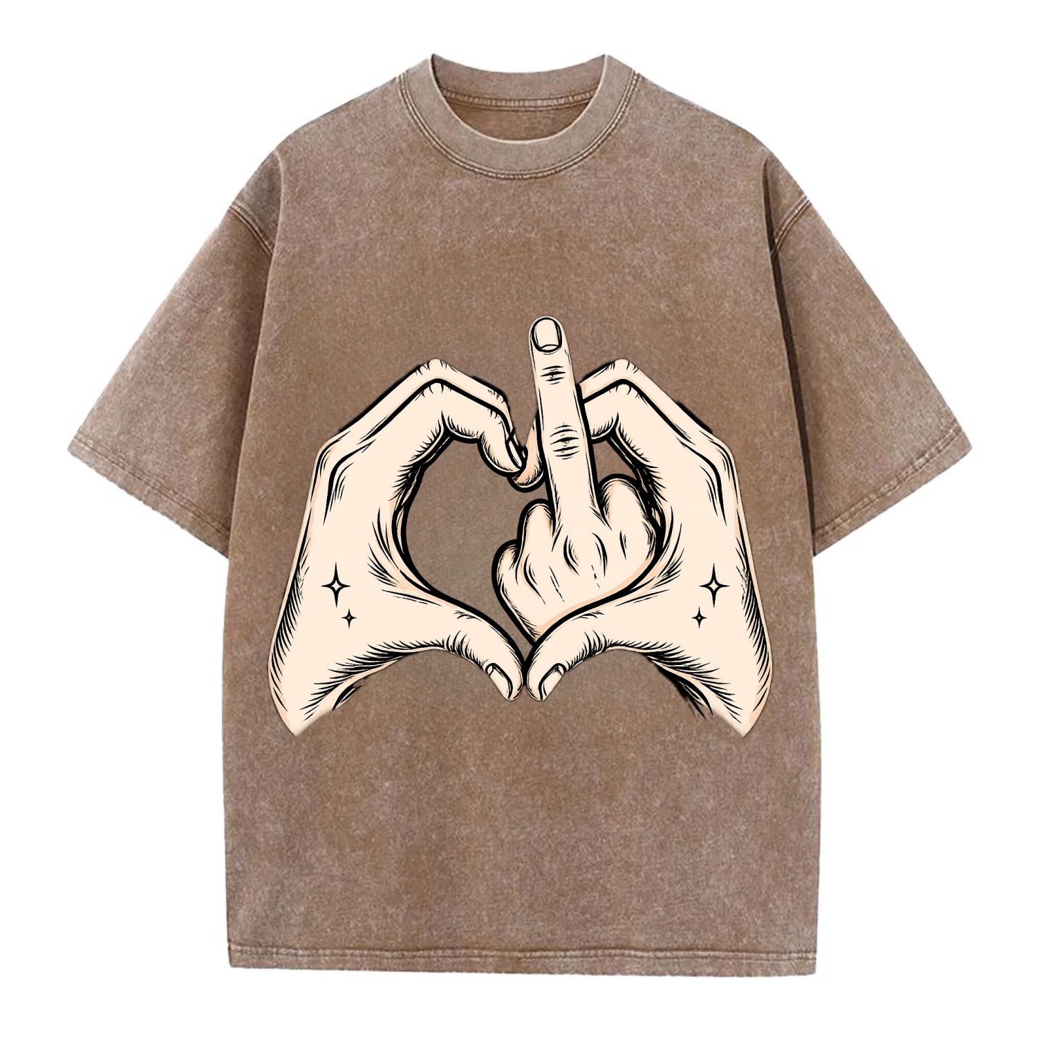 Love You Symbol - Vintage T-shirt - Brown