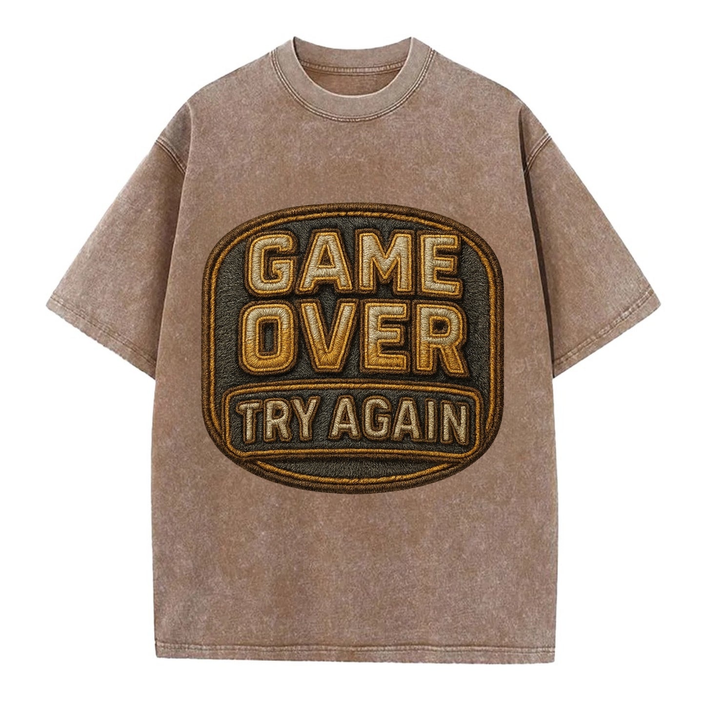 Game Over Try Again  - Vintage T-shirt - Brown