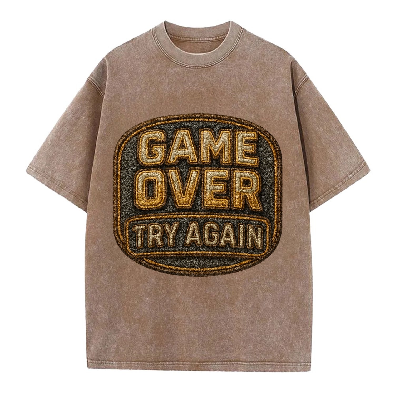 Game Over Try Again  - Vintage T-shirt - Brown