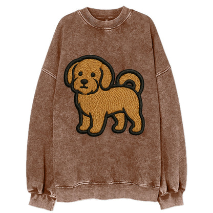 Havanese - Contemporary small dog design - Vintage Sweatshirt - Brown