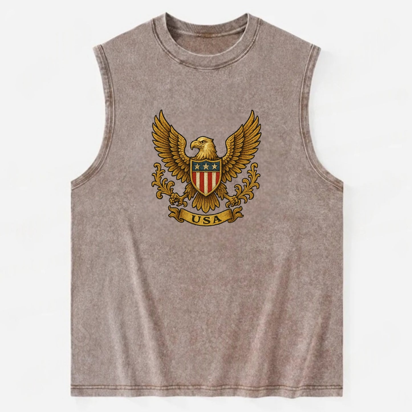 Usa Heritage Eagle 3 - Vintage Washed Tank - Brown