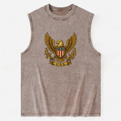 Usa Heritage Eagle 3 - Vintage Washed Tank - Brown