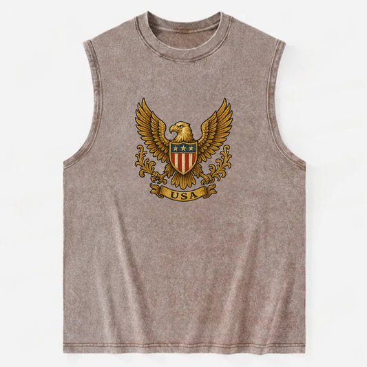 Usa Heritage Eagle 3 - Vintage Washed Tank - Brown
