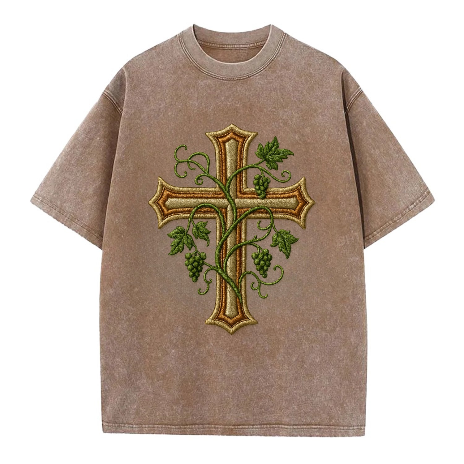 Vine Cross  - Vintage T-shirt - Brown