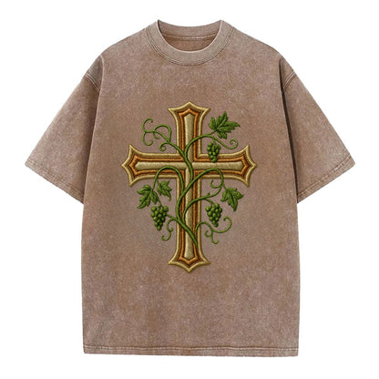 Vine Cross  - Vintage T-shirt - Brown