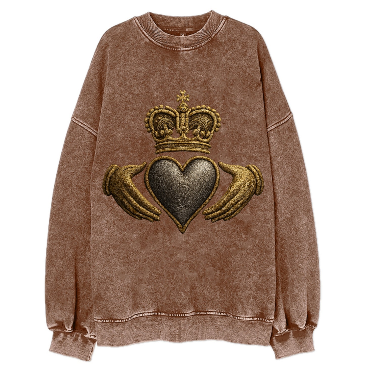 Claddagh Symbol  - Vintage Sweatshirt - Brown