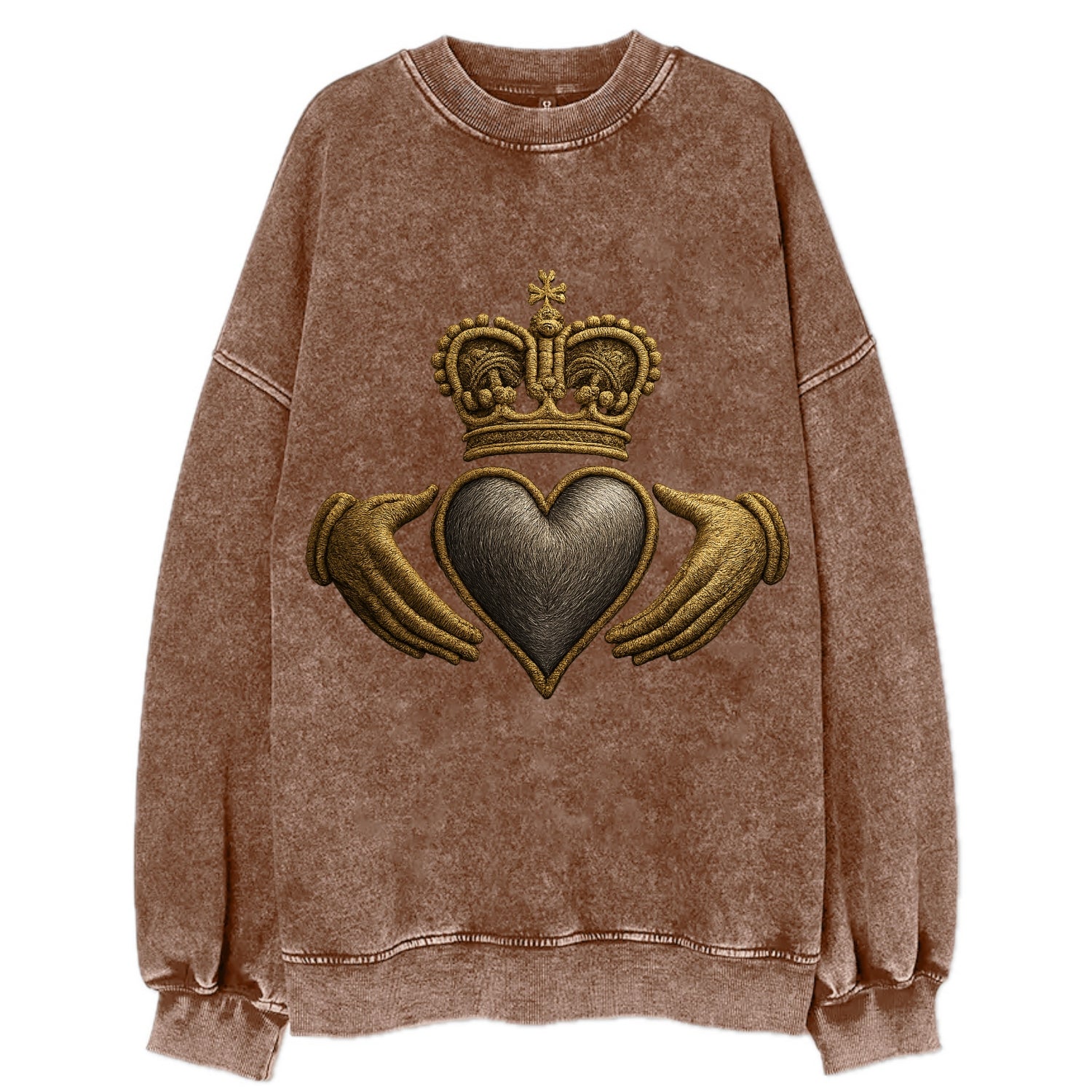 Claddagh Symbol  - Vintage Sweatshirt - Brown