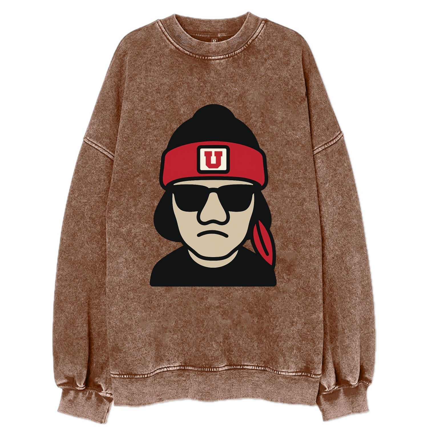 Salt Lake Ute wearing Utah beanie with U patch - Vintage Sweatshirt - Brown