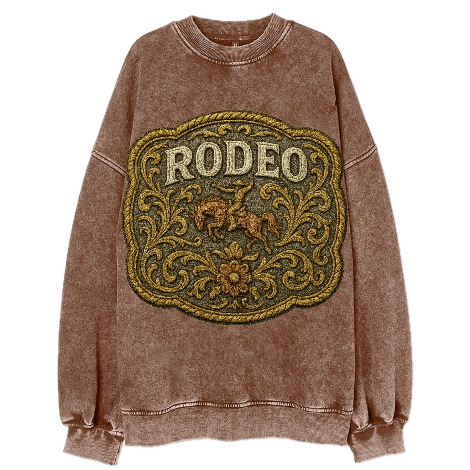 Rodeo Buckle  - Vintage Sweatshirt - Brown