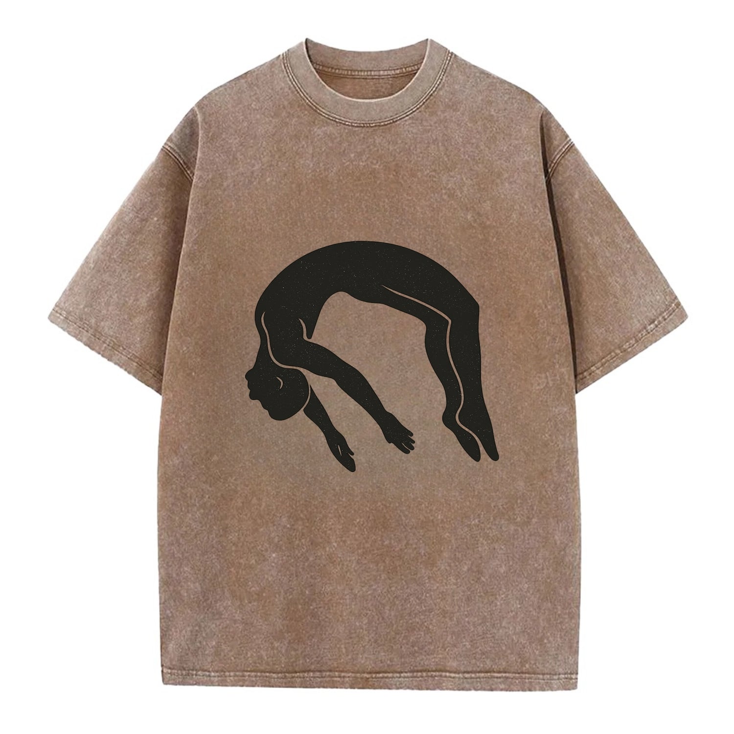 Gymnast doing a backflip - Vintage T-shirt - Brown