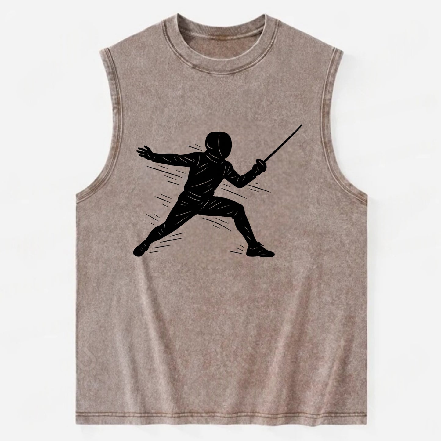 Fencer lunging attack position - Vintage Washed Tank - Brown