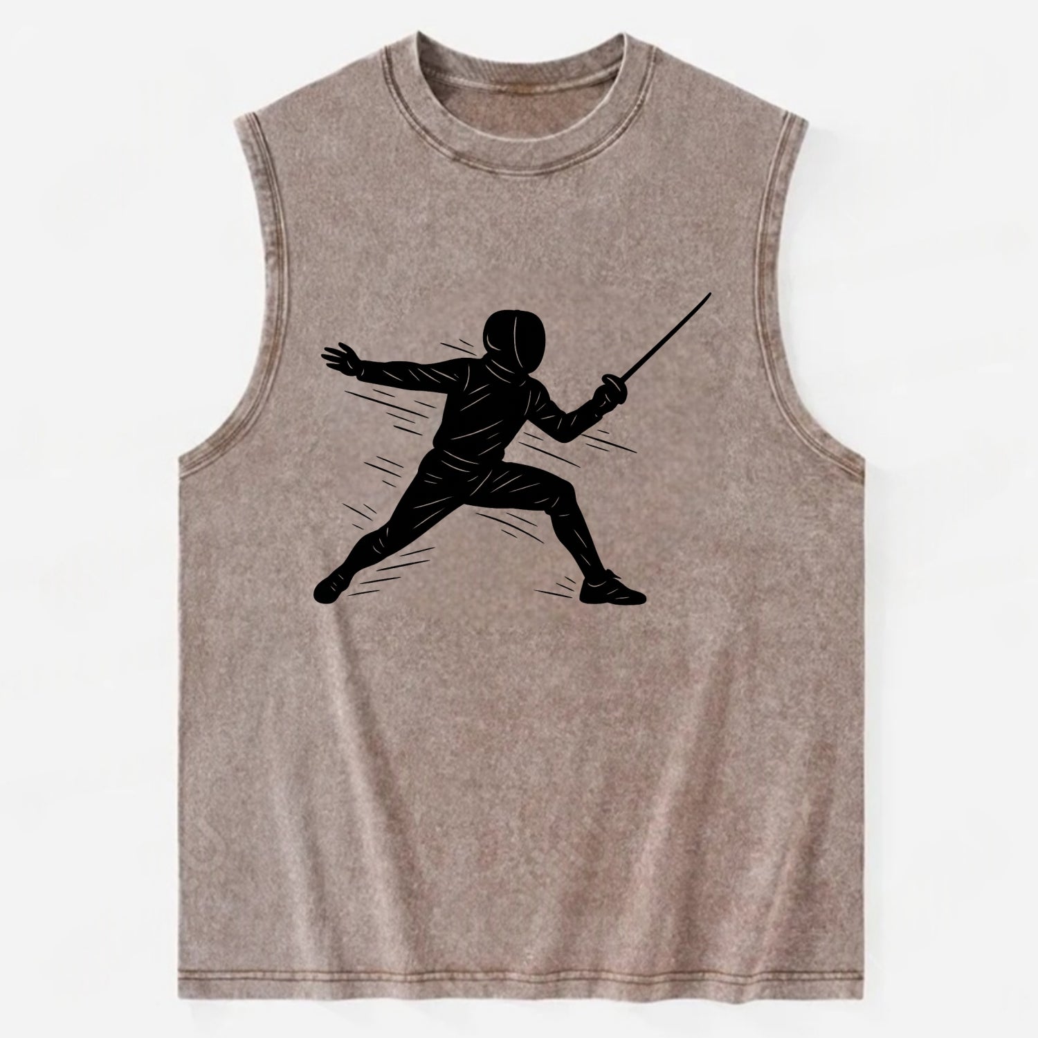 Fencer lunging attack position - Vintage Washed Tank - Brown