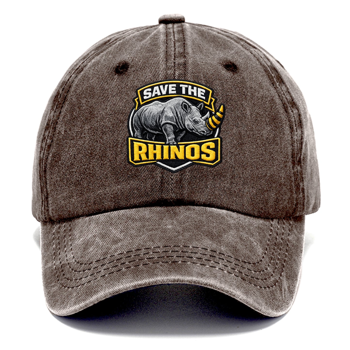 SAVE THE RHINOS - rhino silhouette in gray , horn protection - Classic Cap - Brown