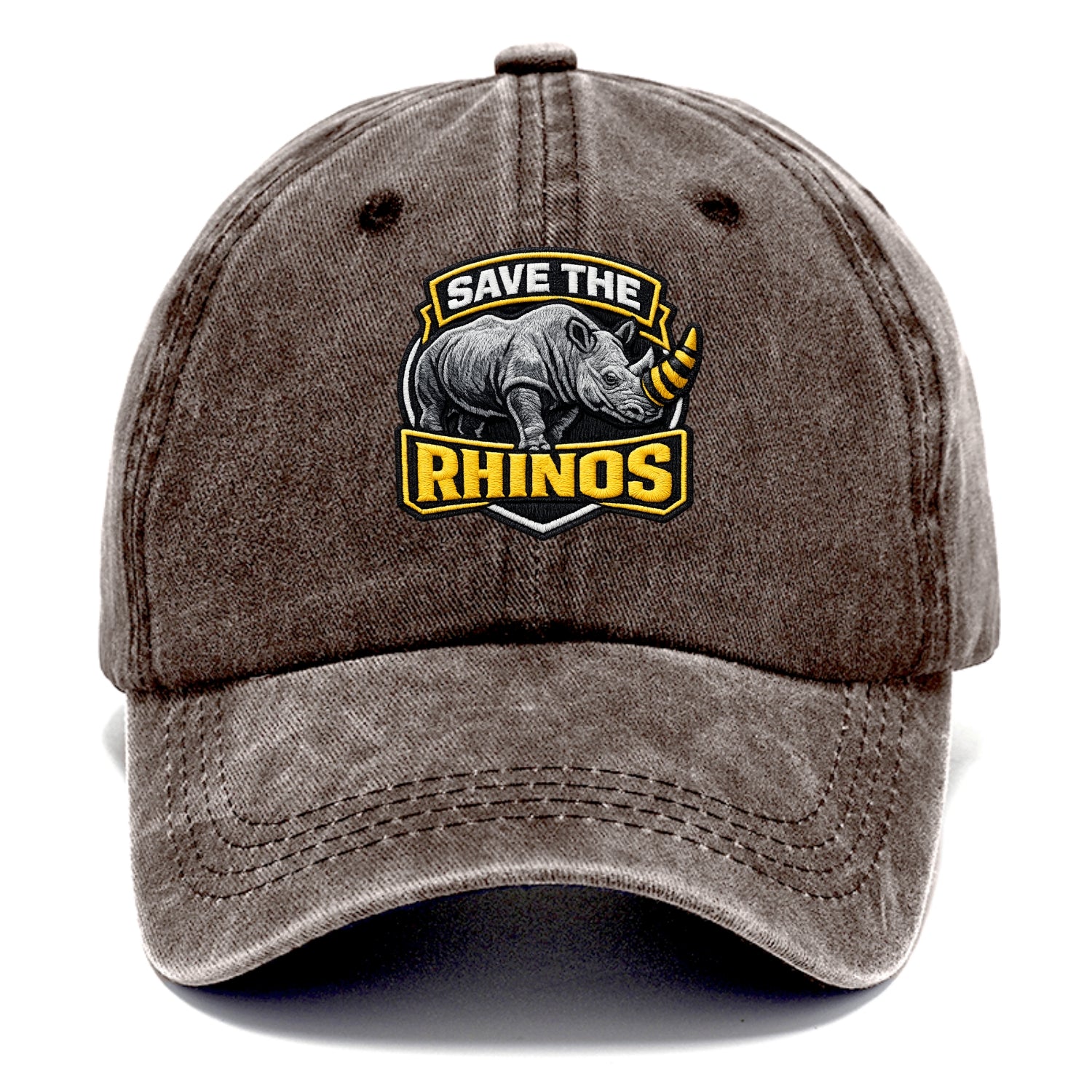 SAVE THE RHINOS - rhino silhouette in gray , horn protection - Classic Cap - Brown