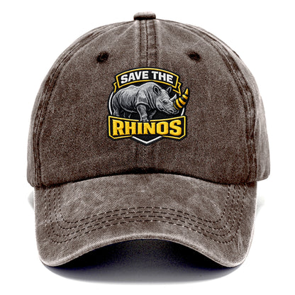 SAVE THE RHINOS - rhino silhouette in gray , horn protection - Classic Cap - Brown