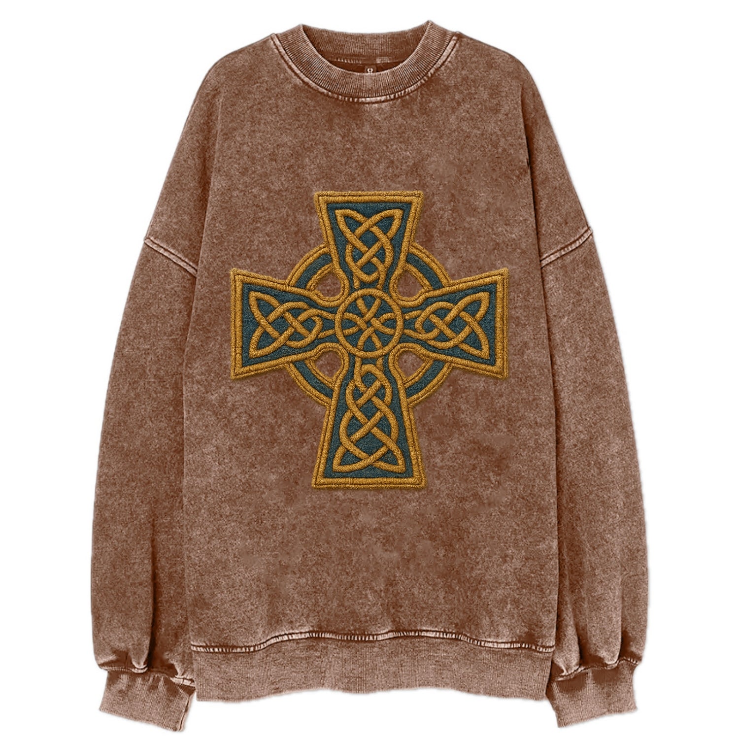 Book Of Kells Cross - Vintage Sweatshirt - Brown