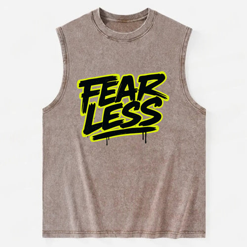 Bold typography design - FEARLESS - courage, bravery, facing challenges - Vintage Washed Tank