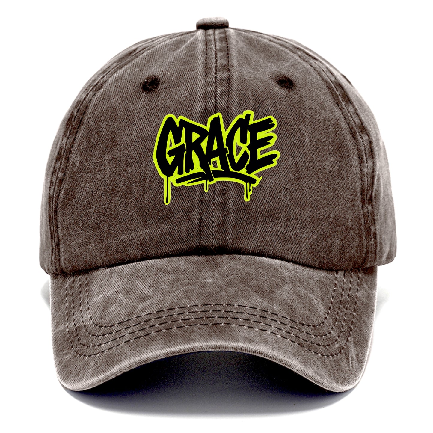 Bold typography design - "GRACE" - elegance under pressure, divine favor - Classic Cap - Brown