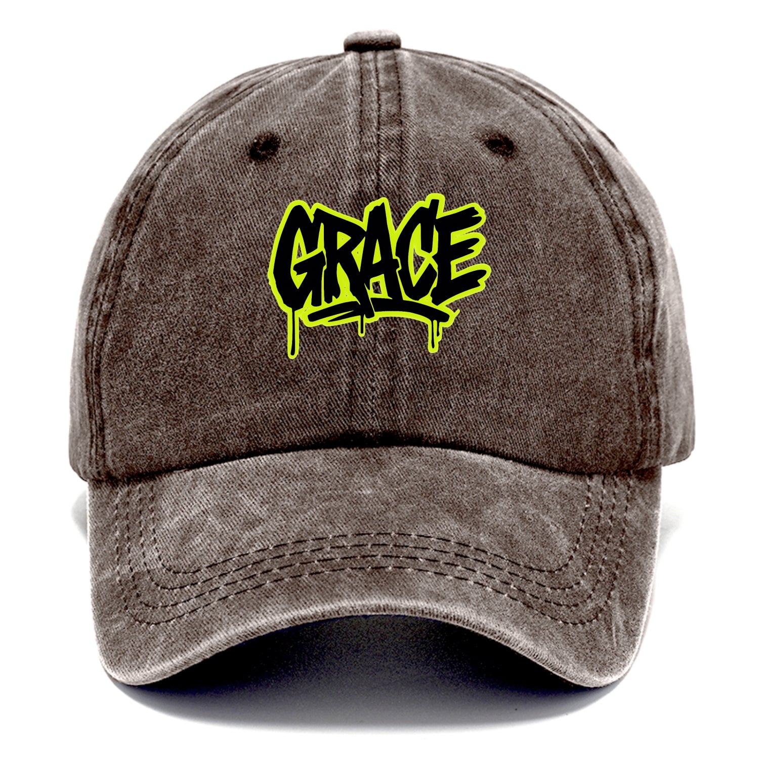 Bold typography design - "GRACE" - elegance under pressure, divine favor - Classic Cap - Brown