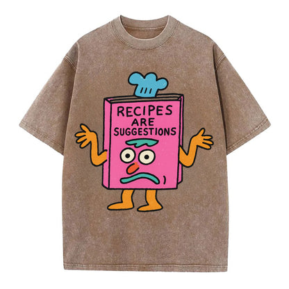 RECIPES ARE SUGGESTIONS | Cookbook shrugging - Vintage T-shirt - Brown