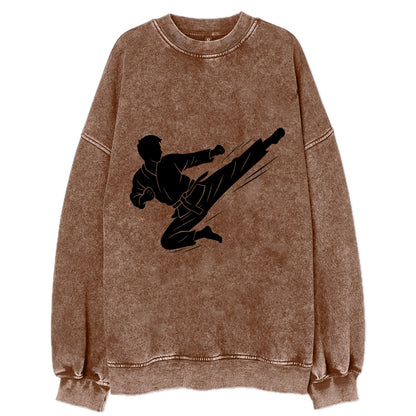 Korean taekwondo flying kick - Vintage Sweatshirt - Brown