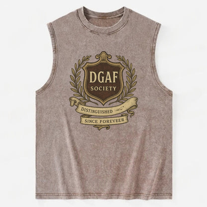 Official membership card design - "DGAF Society - Distinguished Members Since - Vintage Washed Tank - Brown
