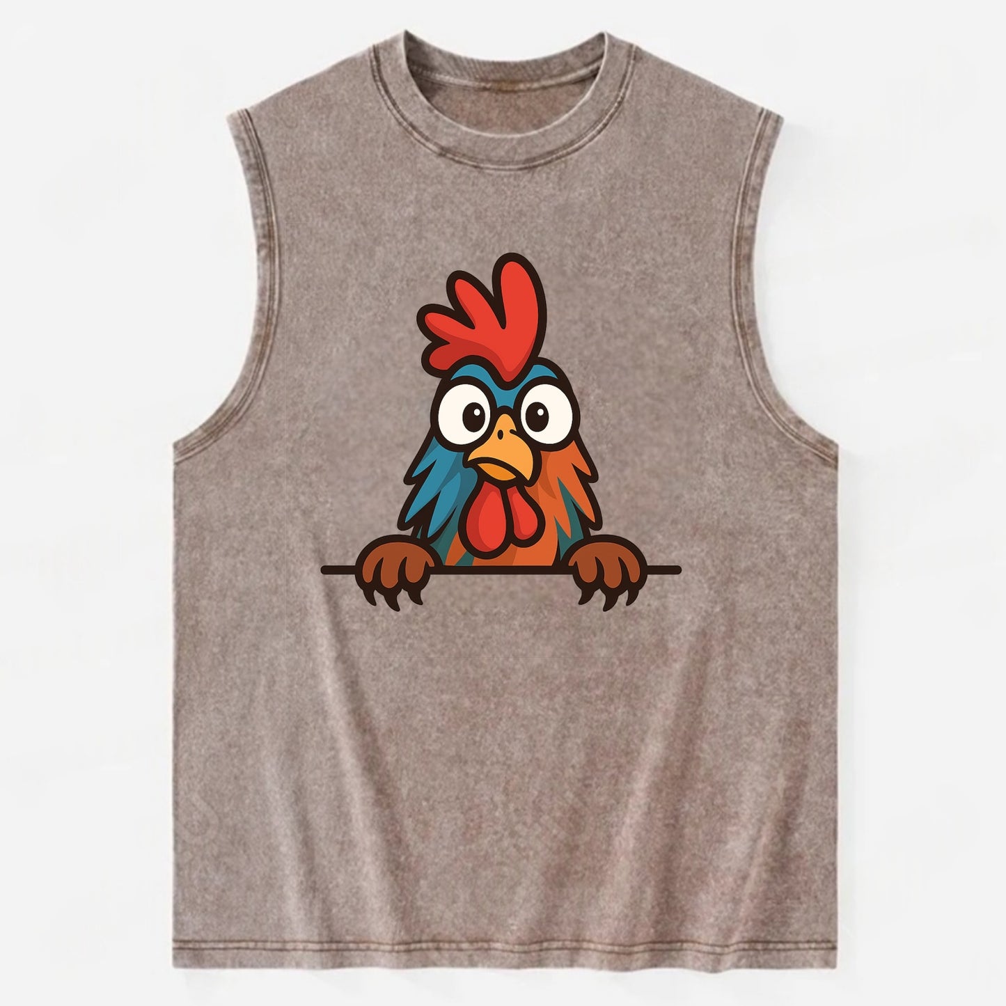 Rooster  - Vintage Washed Tank - Brown