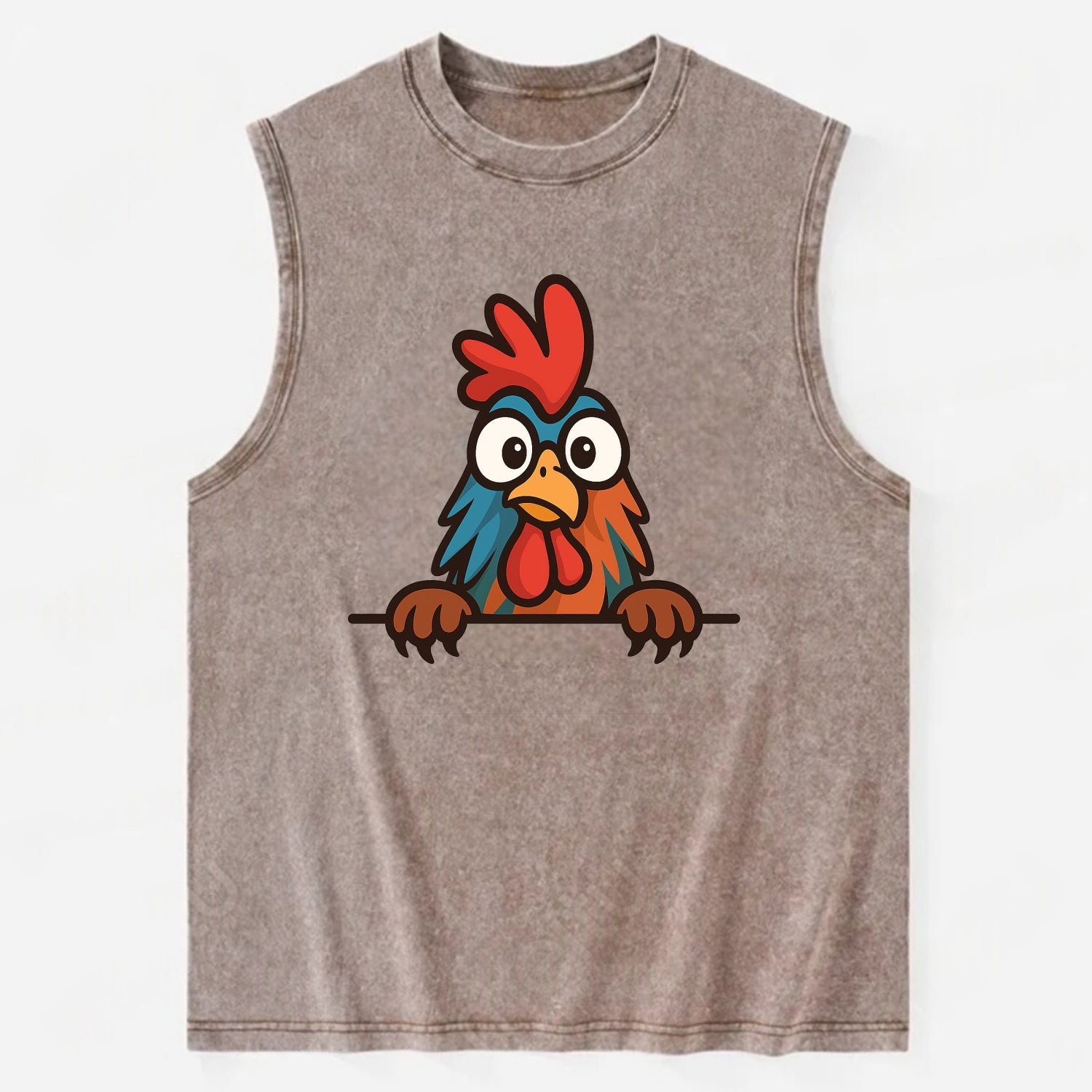 Rooster  - Vintage Washed Tank - Brown