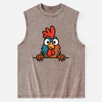 Rooster  - Vintage Washed Tank - Brown