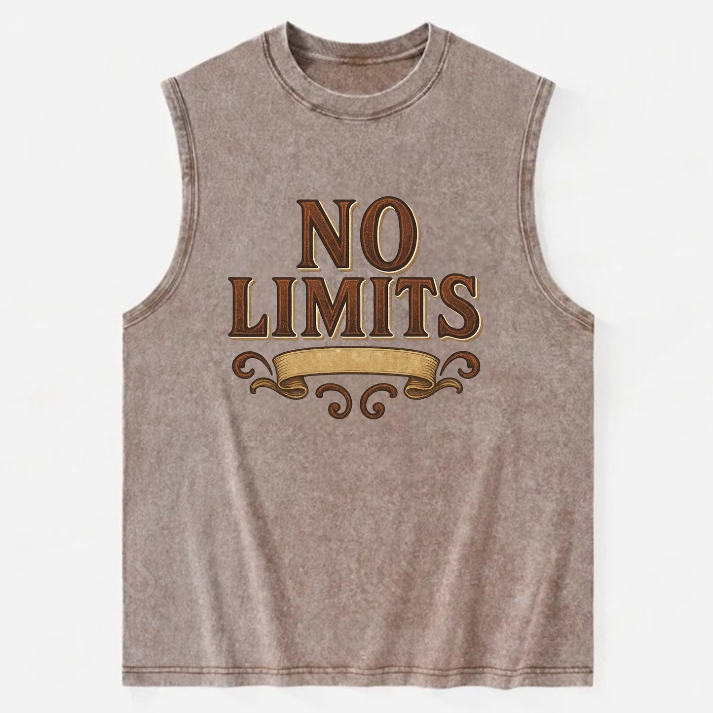 Bold typography design - "NO LIMITS" - boundless potential - Vintage Washed Tank - Brown