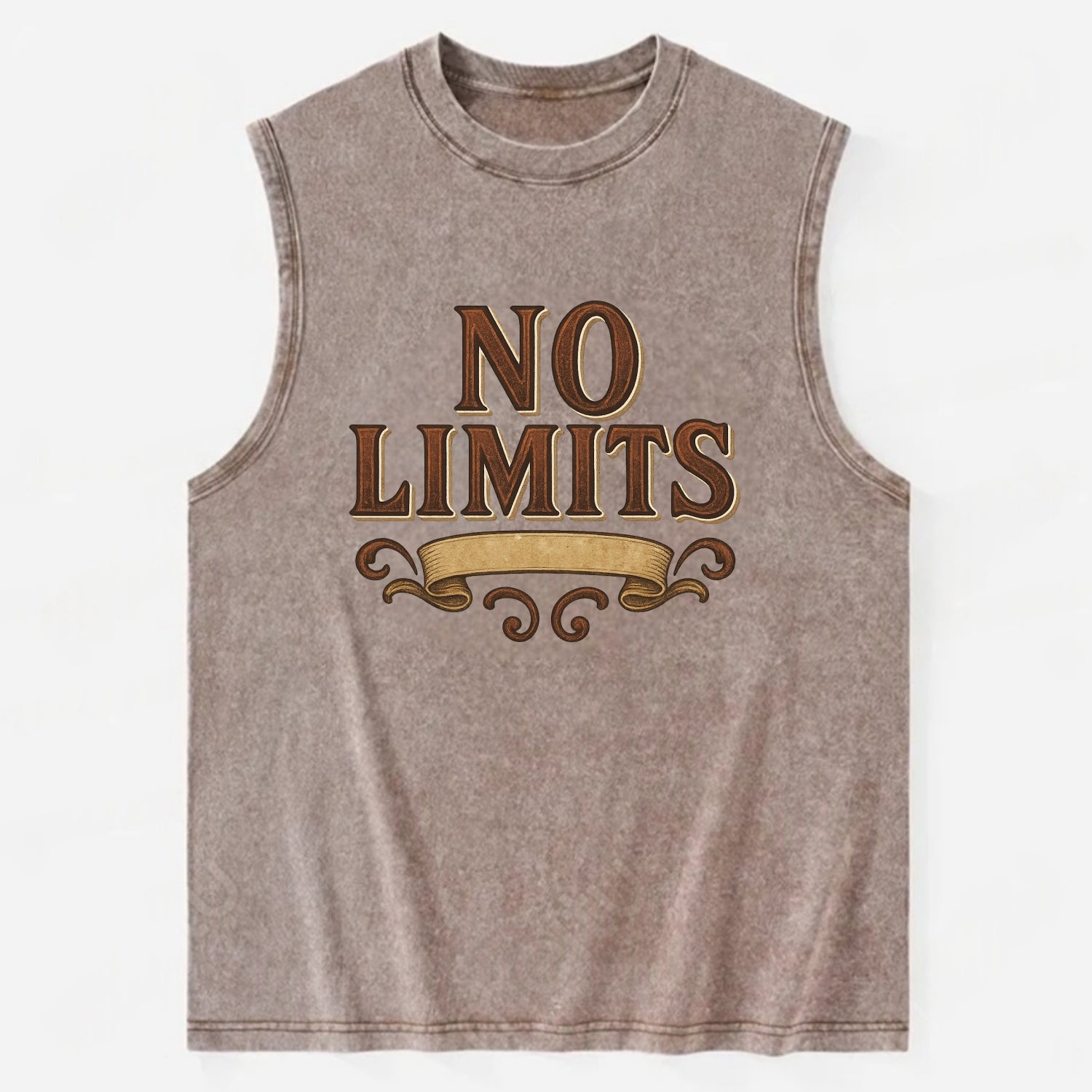 Bold typography design - "NO LIMITS" - boundless potential - Vintage Washed Tank - Brown