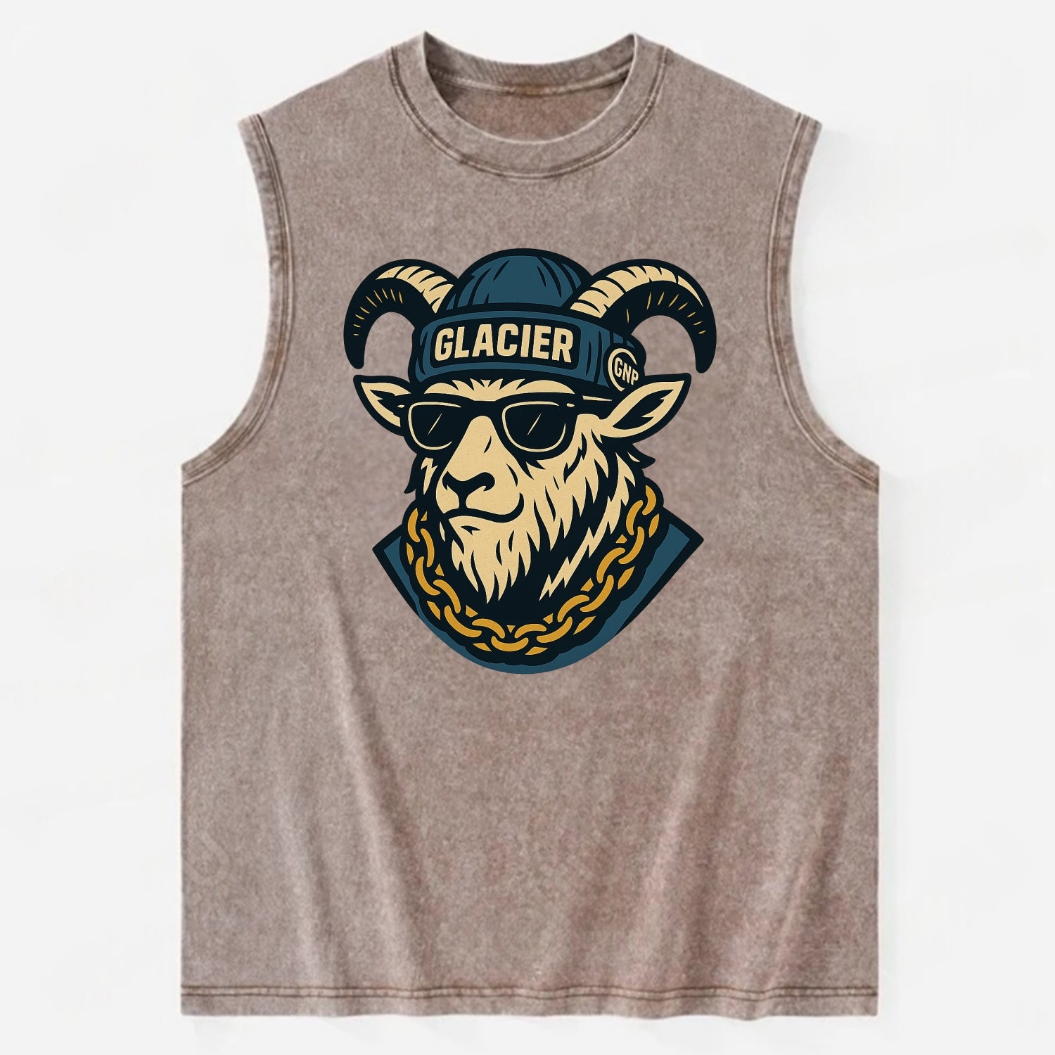 Glacier Mountain Goat - Vintage Washed Tank - Brown