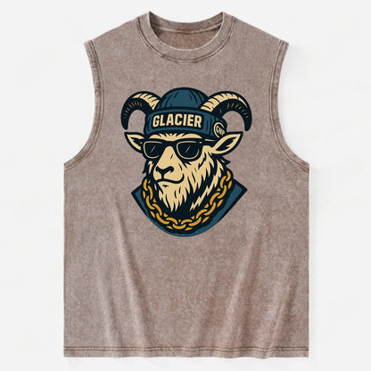 Glacier Mountain Goat - Vintage Washed Tank - Brown