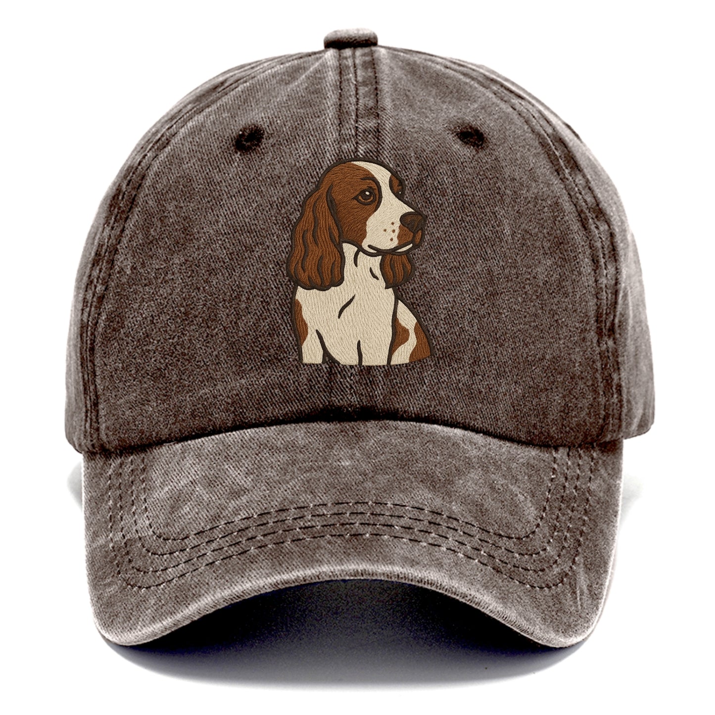 English Cocker Spaniel - Liver and white embroidered design - Classic Cap - Brown