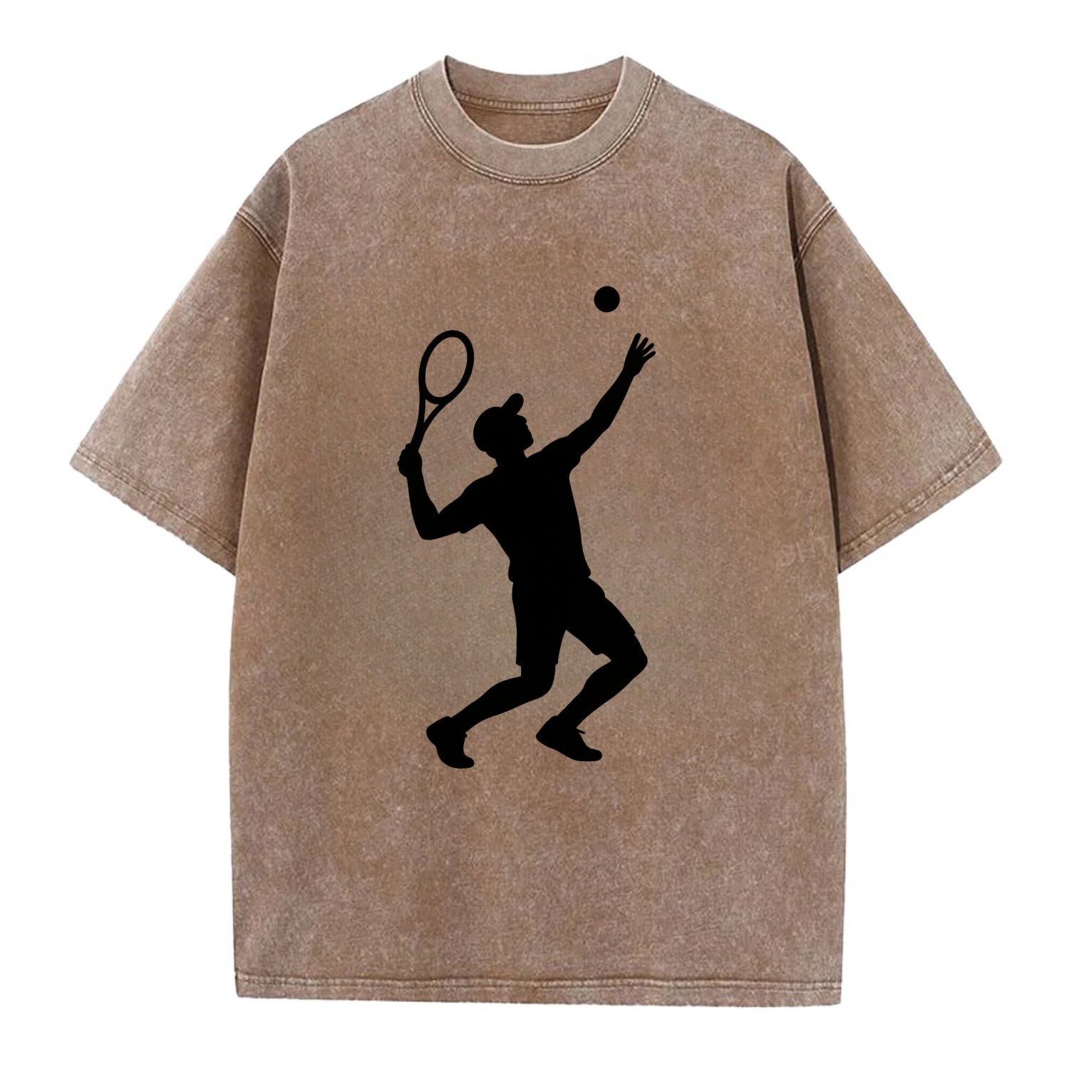 Tennis player serving powerful shot - Vintage T-shirt - Brown