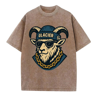 Glacier Mountain Goat - Vintage T-shirt - Brown
