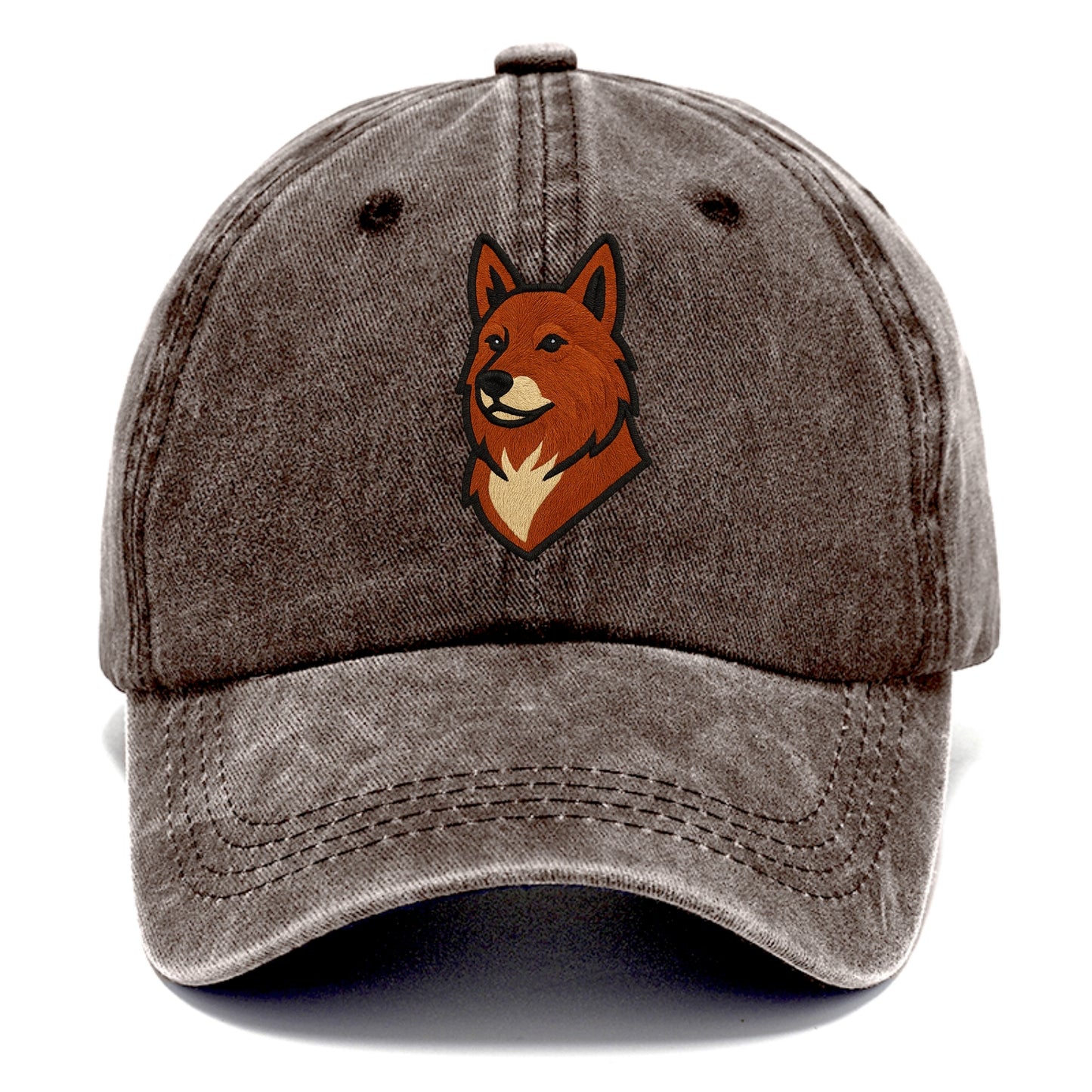 Finnish Spitz - Fox-red pointed ears embroidered pose - Classic Cap - Brown
