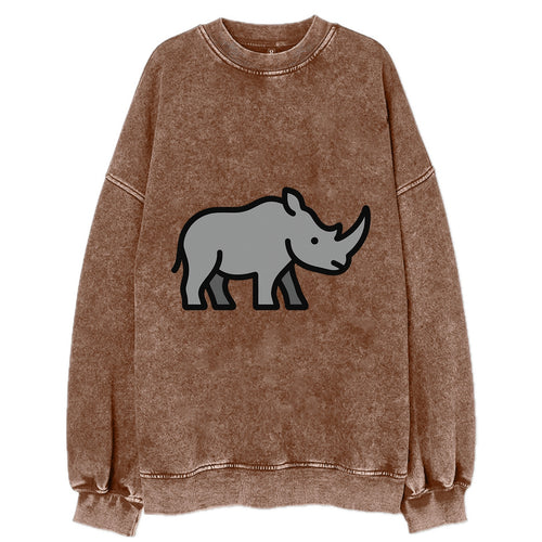 Rhinoceros - Gray with horn flat side profile - Vintage Sweatshirt