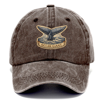 WHALE TAIL - diving whale in blue and gray , ocean giant - Classic Cap - Brown