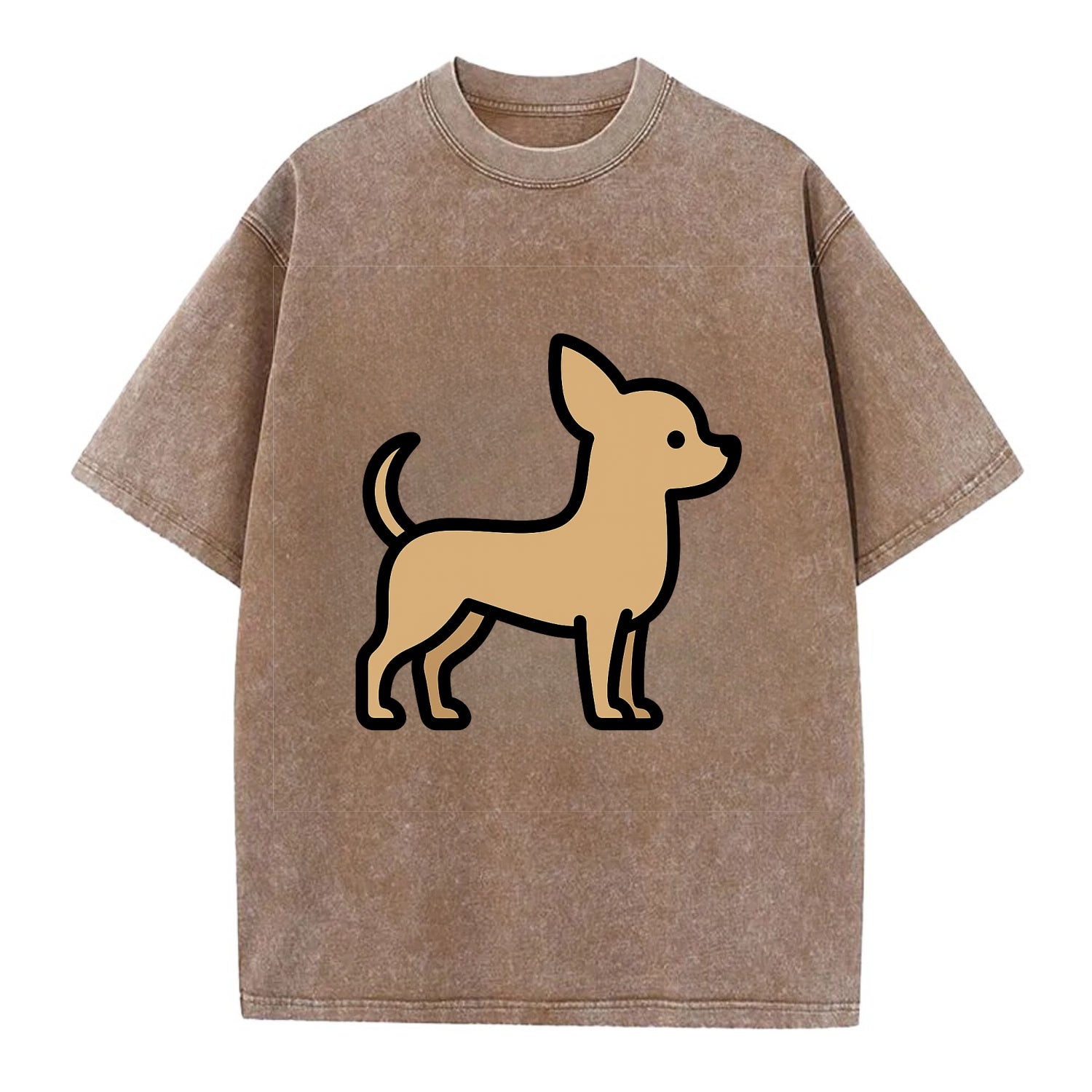 Chihuahua - Tan smooth coat flat side profile - Vintage T-shirt - Brown