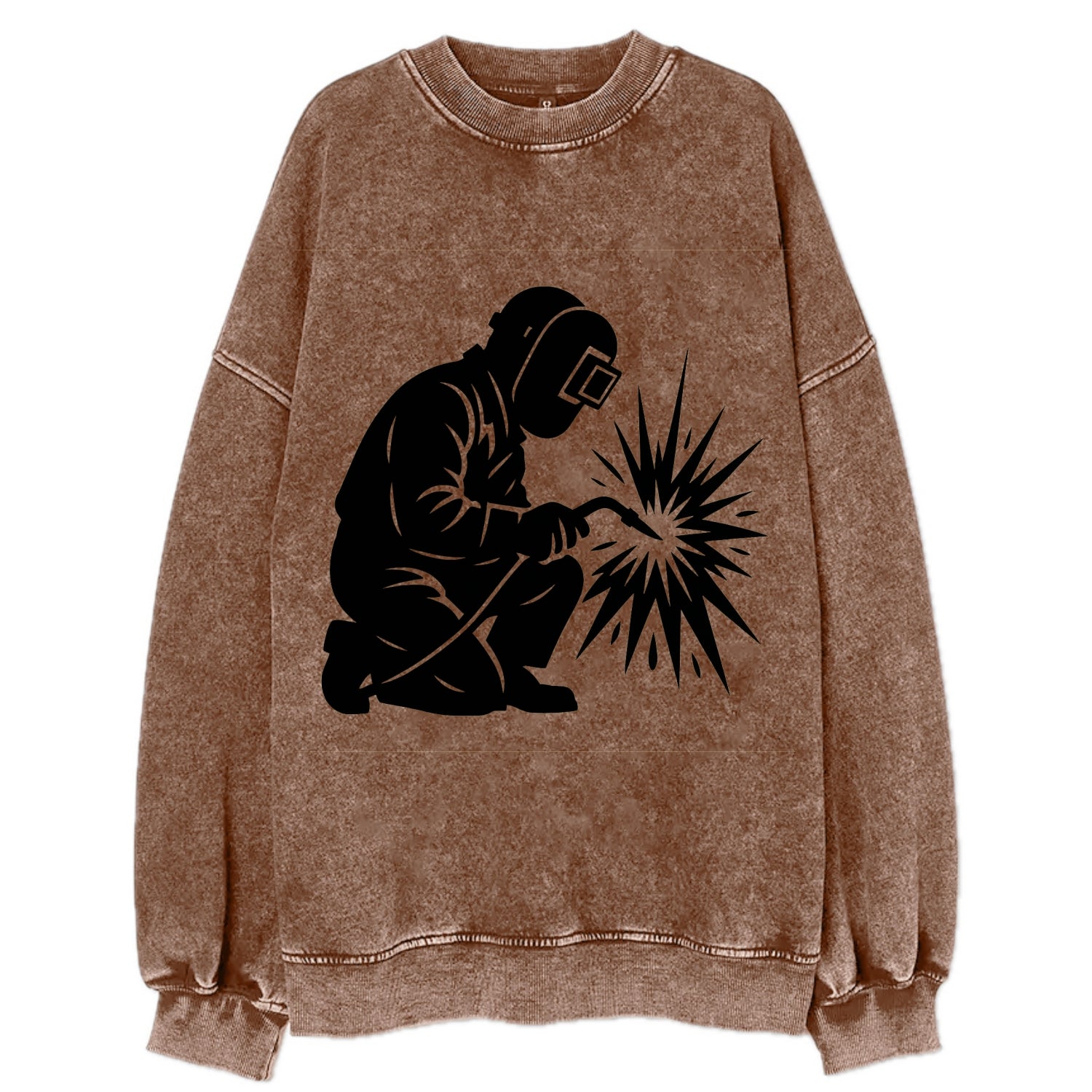 Welder sparks flying dramatically - Vintage Sweatshirt - Brown