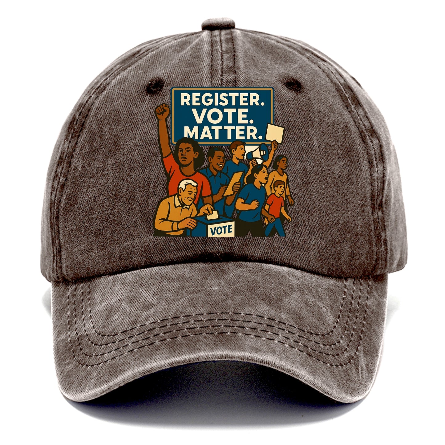 Voter registration drive bringing community together - "Register. Vote. Matter." - - Classic Cap - Brown