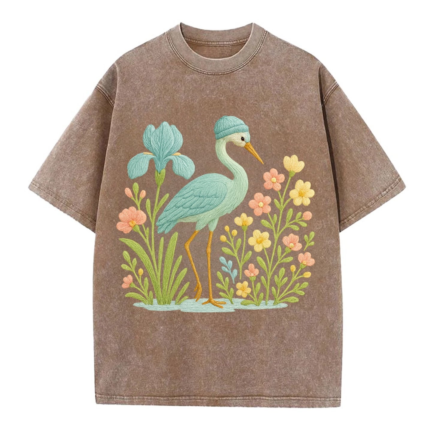 Mint Crane - Vintage T-shirt - Brown