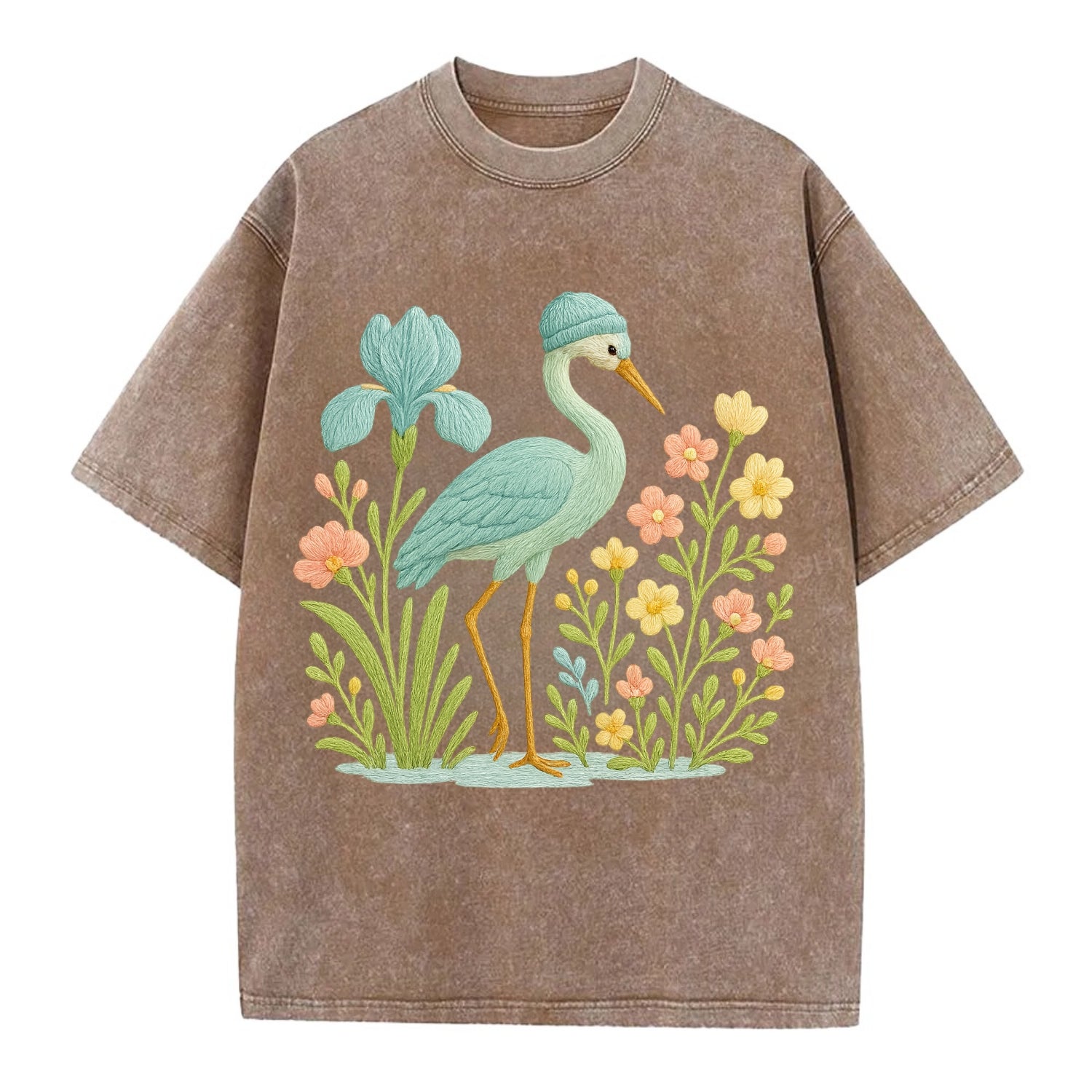 Mint Crane - Vintage T-shirt - Brown
