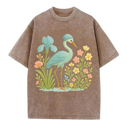 Mint Crane - Vintage T-shirt - Brown