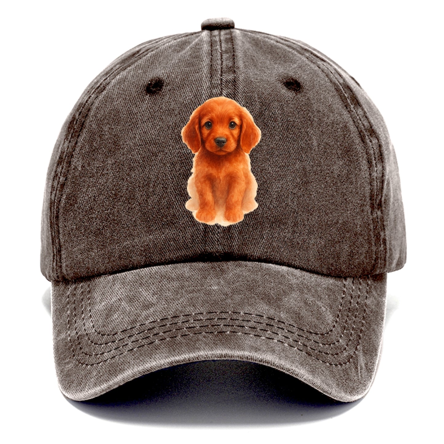 Baby Irish Setter Puppy - mahogany red coat, feathered ears, friendly eyes, - Classic Cap - Brown