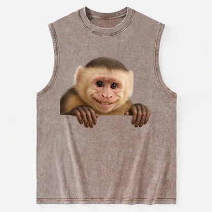 Capuchin Monkey  - Vintage Washed Tank - Brown