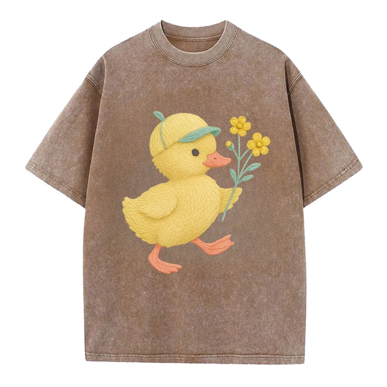Yellow Duckling - Vintage T-shirt - Brown