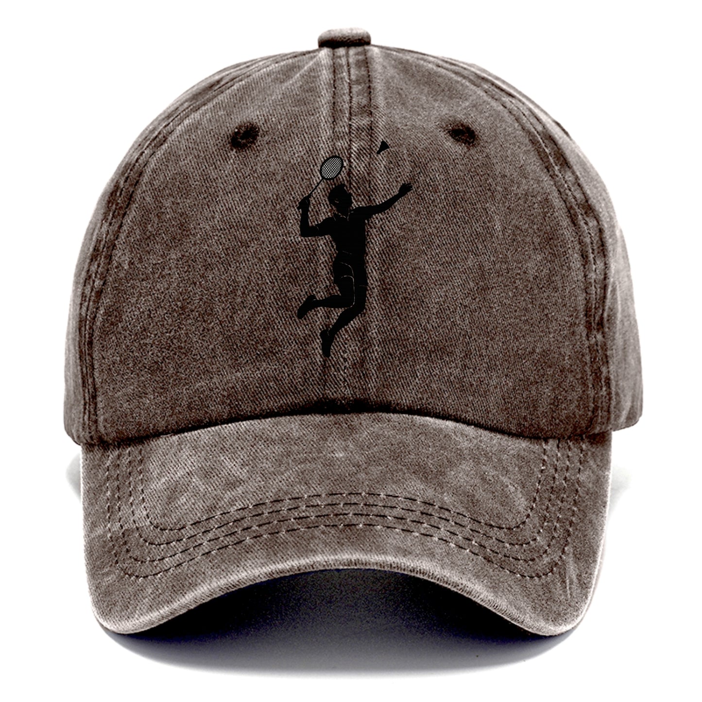 Badminton player jumping for a smash - Classic Cap - Brown