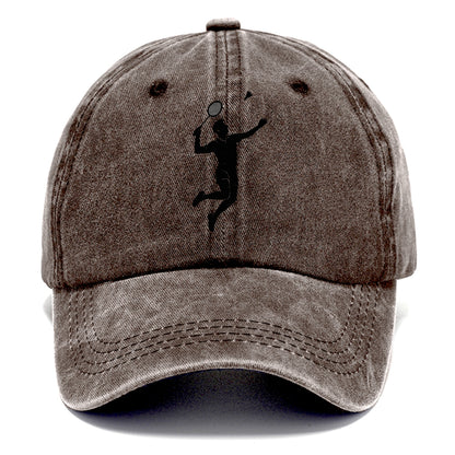 Badminton player jumping for a smash - Classic Cap - Brown
